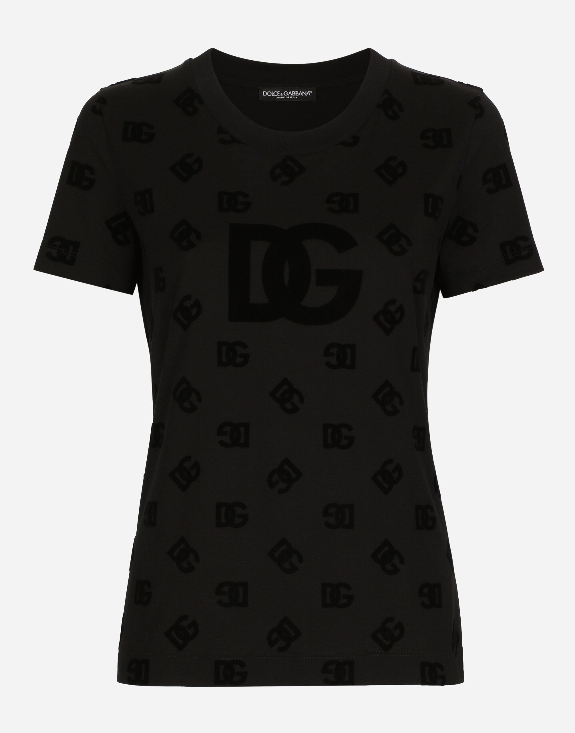 ${brand} Jersey T-shirt with all-over flocked DG logo ${colorDescription} ${masterID}