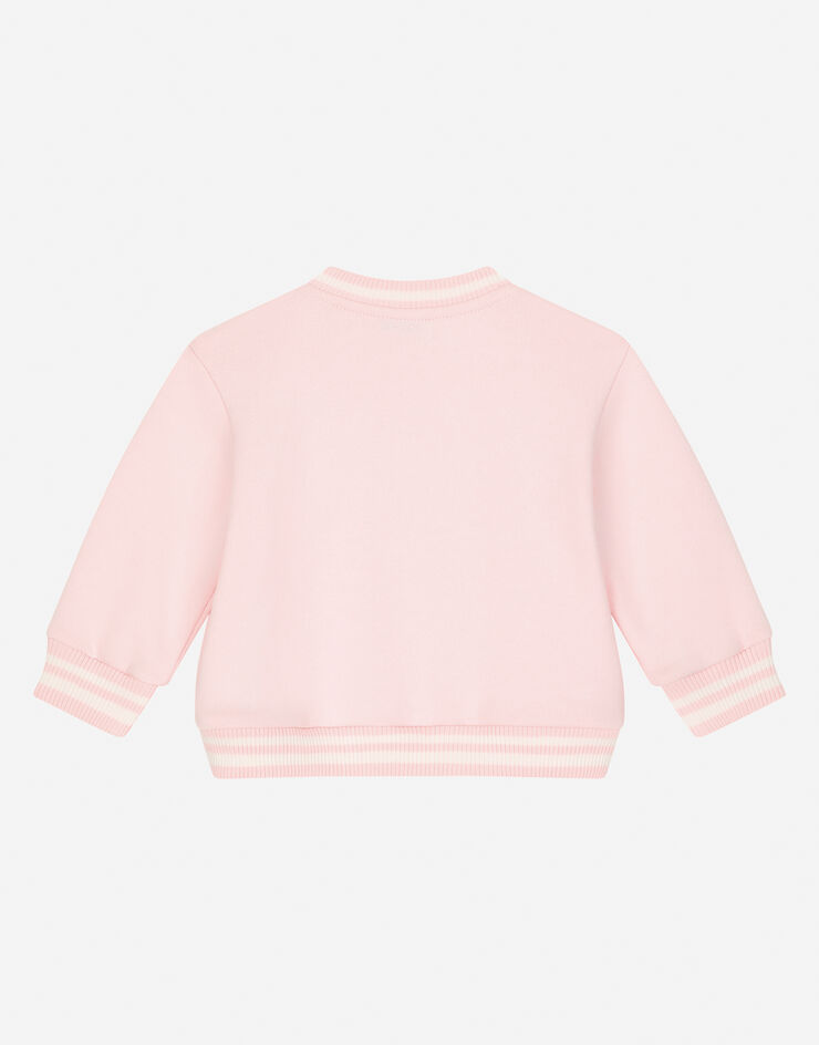 Dolce & Gabbana Jersey round-neck sweatshirt with DG logo Pink L2JW8KG7N1X