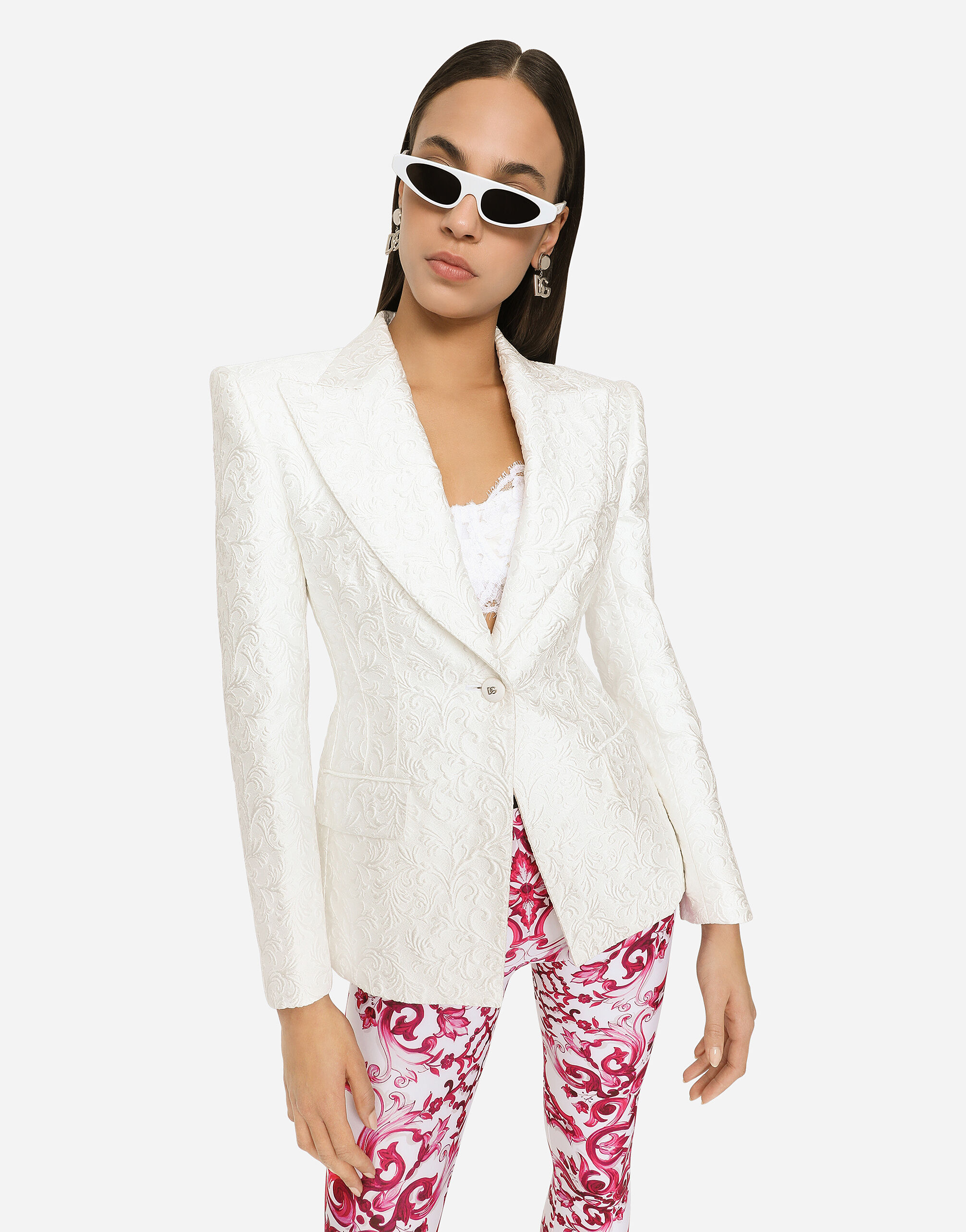 Brocade Turlington blazer in White for | Dolce&Gabbana® US
