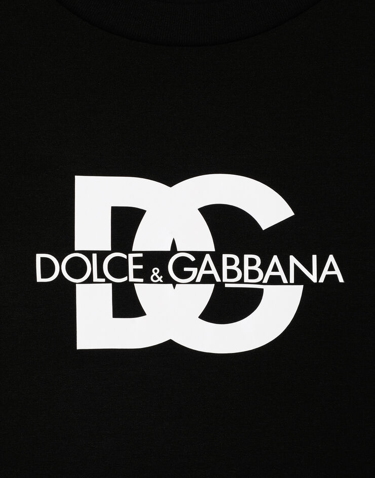 Short-sleeved T-shirt with DG logo print in Black for Men | Dolce&Gabbana®