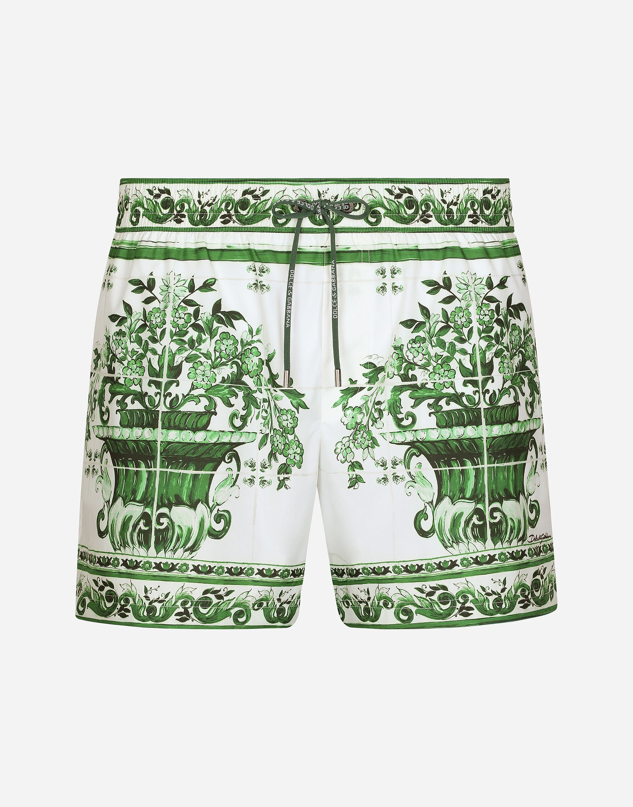 Dolce & Gabbana Swim shorts with majolica print Print G5JH9THI1S6