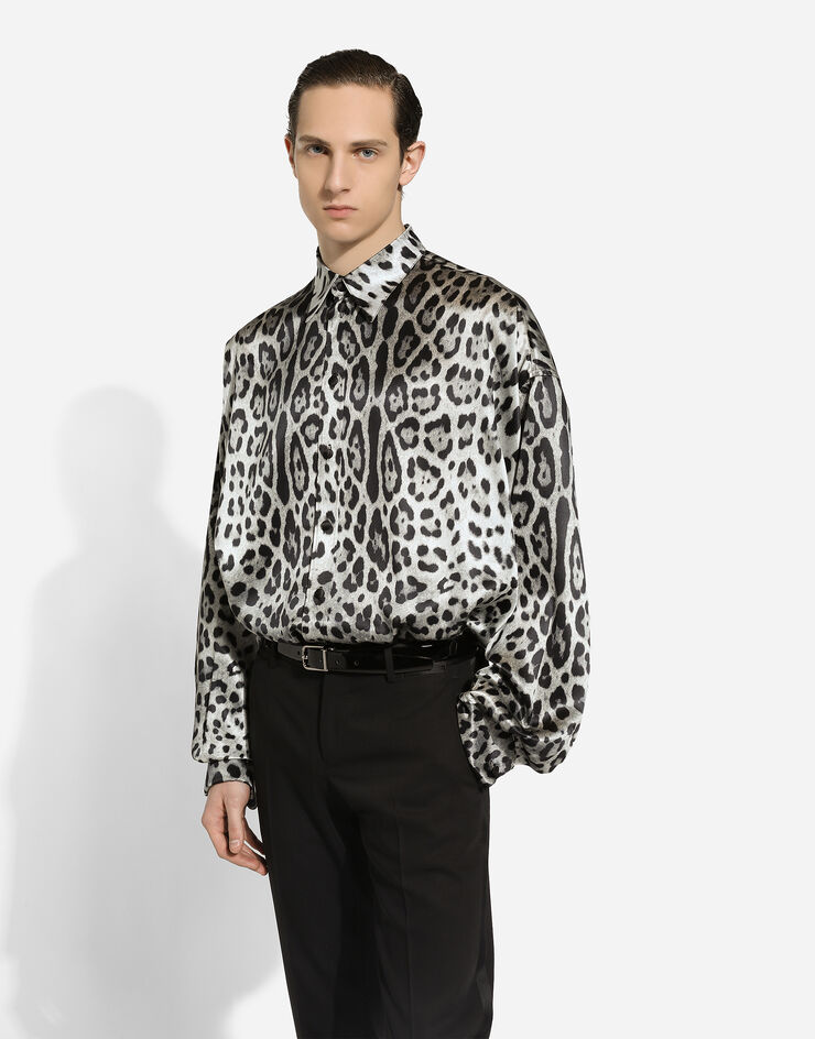 Dolce & Gabbana Camisa superoversize de seda con estampado de leopardo Imprima G5MG0TIS1WT