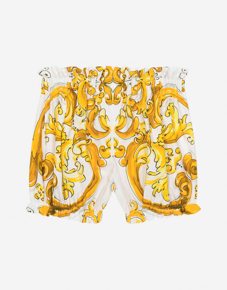 Dolce & Gabbana Шорты из поплина с желтым принтом майолики Отпечатки L23Q30FI5JU