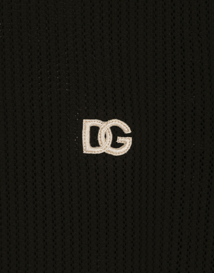 Dolce & Gabbana Rundhalspullover aus Baumwolle mit DG-Logo Schwarz GXX03ZJBCDS