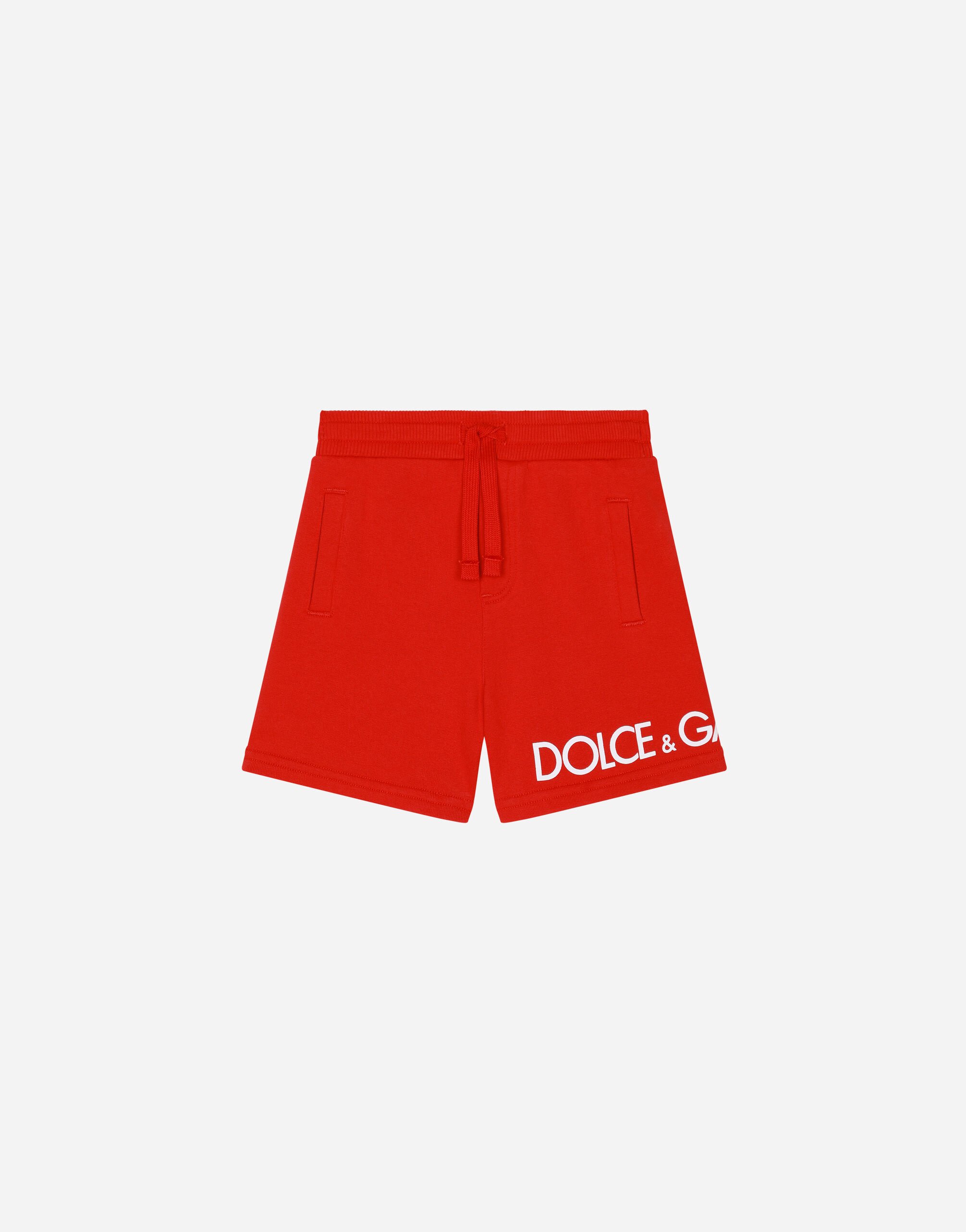 Dolce & Gabbana 徽标印花平纹针织慢跑百慕大短裤 版画 L23Q30FI5JU