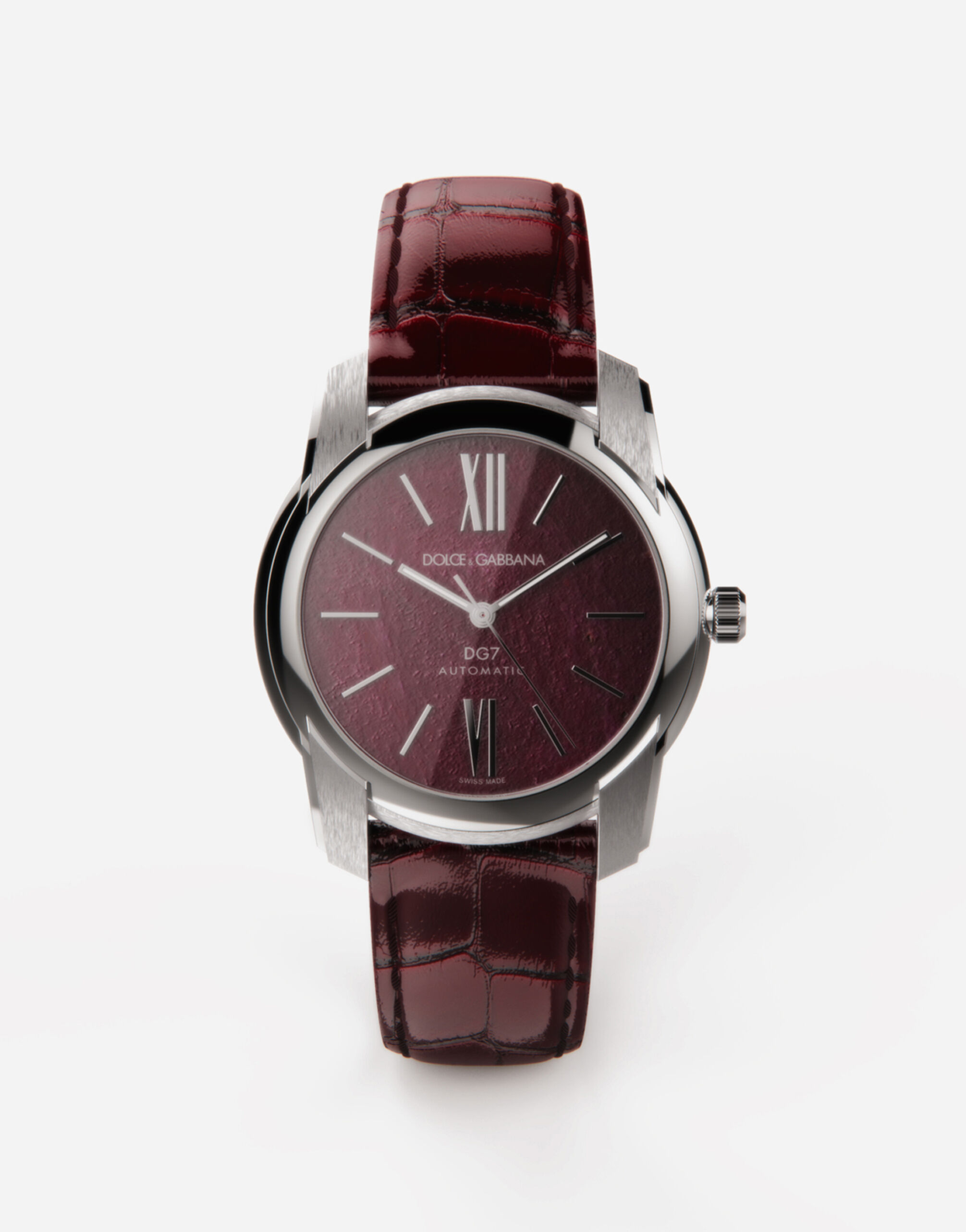 Dusty Rose Pink dial / Burgundy Red leather strap 30 mm - PICTO Watches