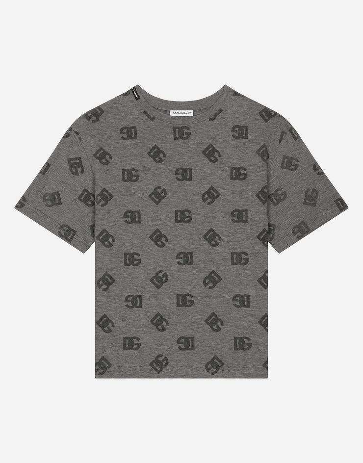 Dolce & Gabbana Camiseta de punto con estampado de logotipo DG Gris L4JTHVG7N2B