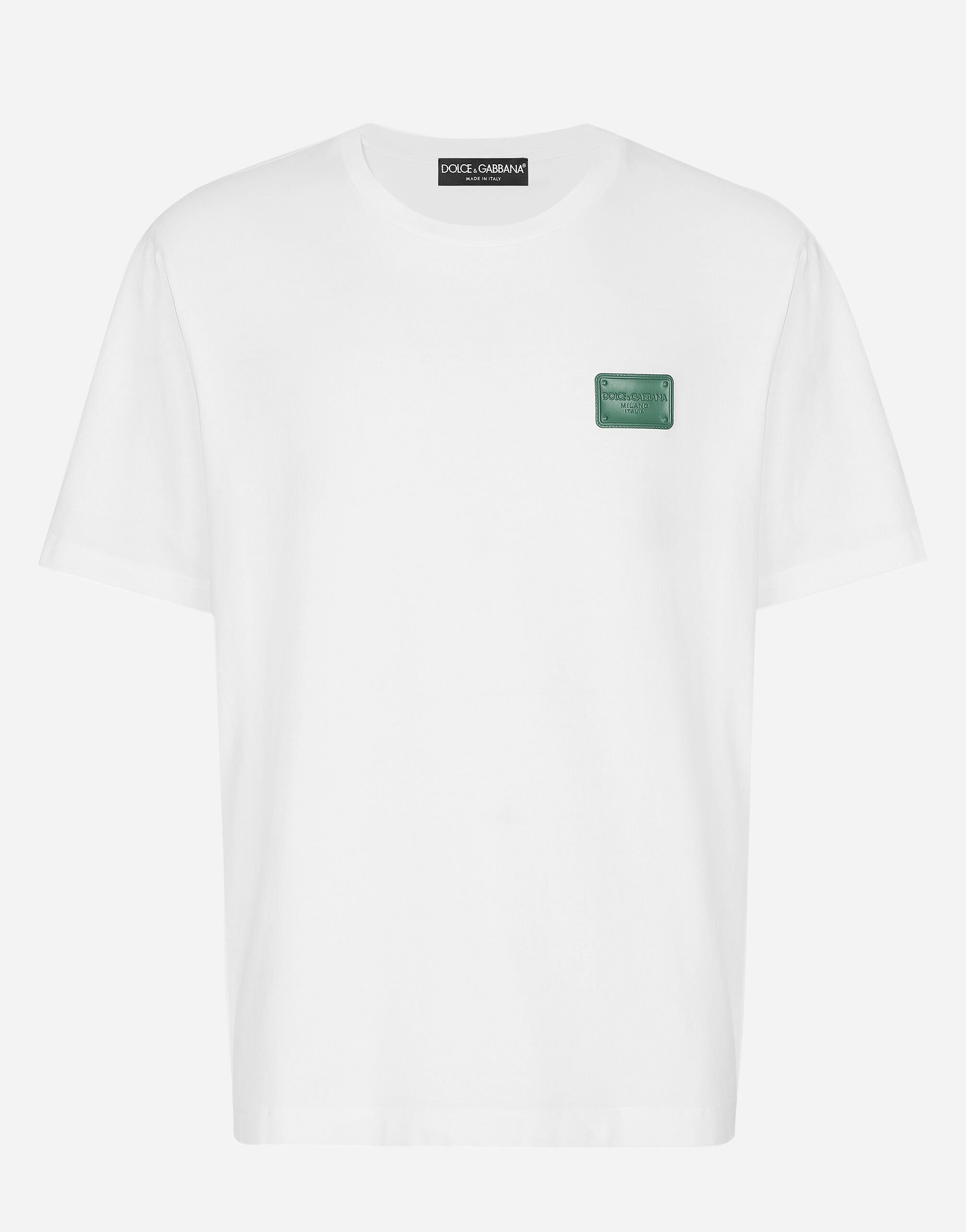 ${brand} T-shirt en coton avec plaquette à logo ${colorDescription} ${masterID}