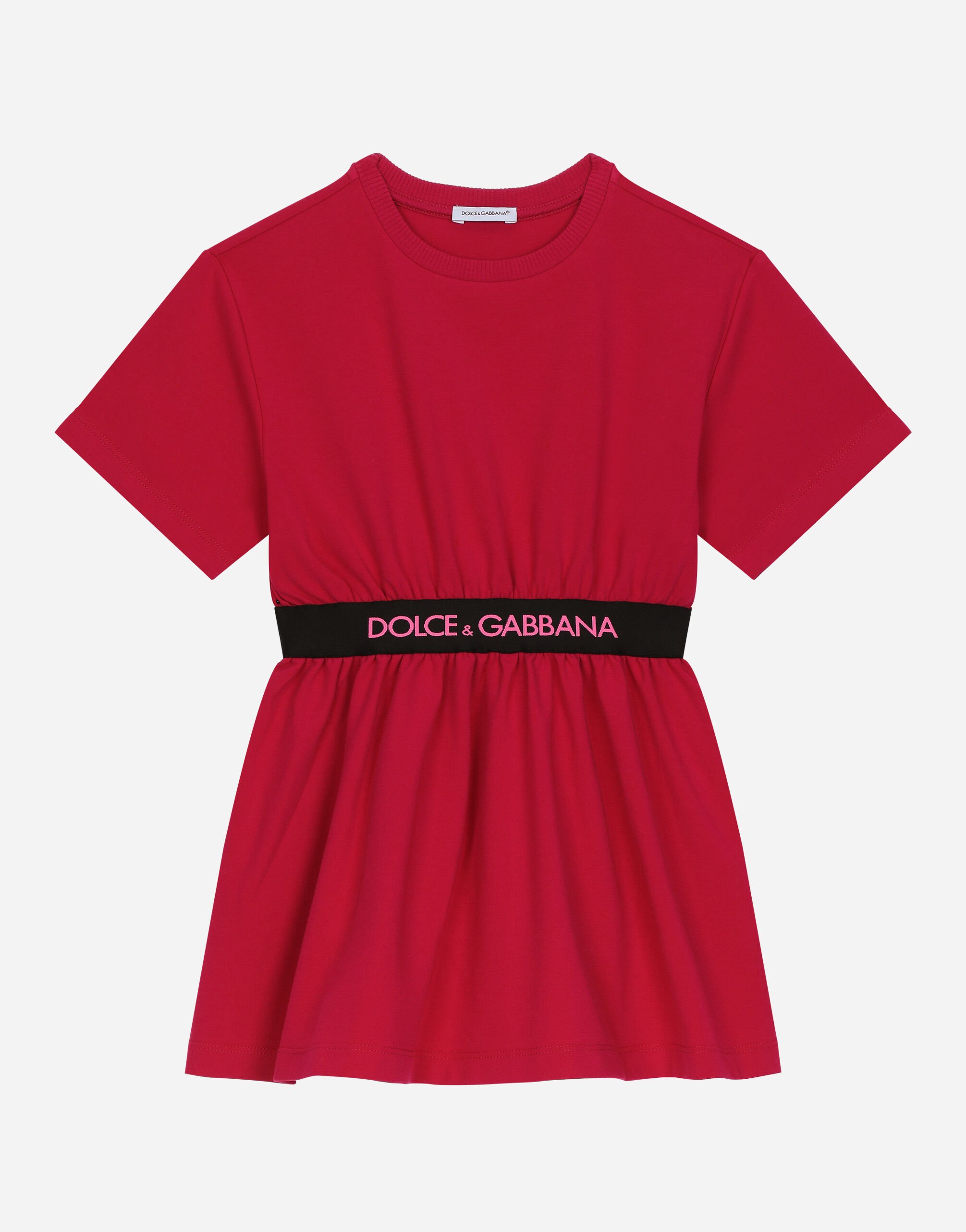 Dolce & Gabbana Kleid aus Interlock mit Logo-Gummiband Drucken L53DG7G7E9W