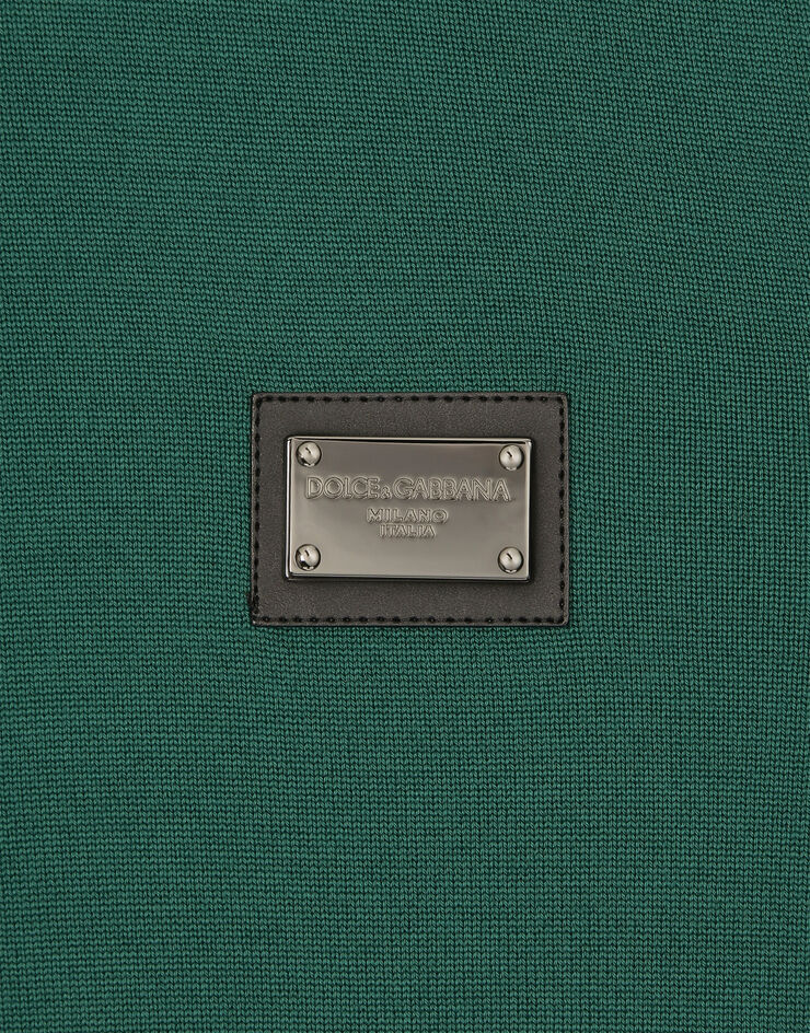 Dolce & Gabbana Poloshirt aus Wolle mit Logoplakette Mehrfarbig GXO38TJCVC7