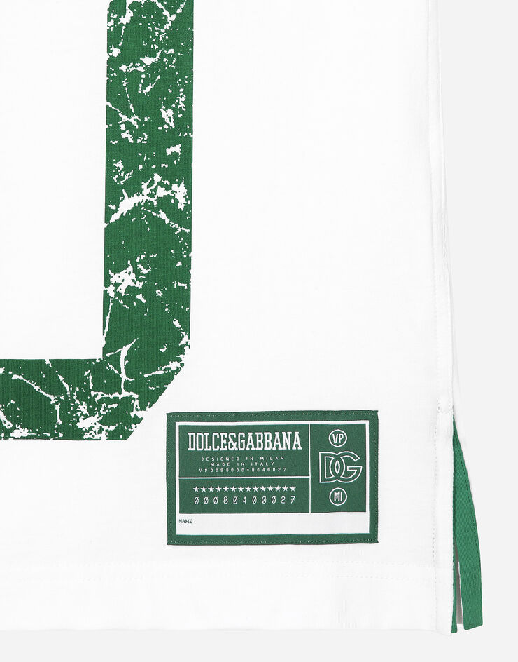 Dolce & Gabbana Camiseta de algodón con logotipo estampado Blanco G8RZ2ZG7NPB