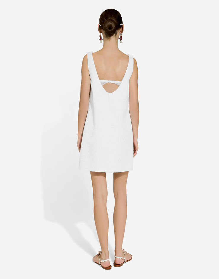 Dolce & Gabbana Short brocade dress with back neckline White F6JHPTFJTBV