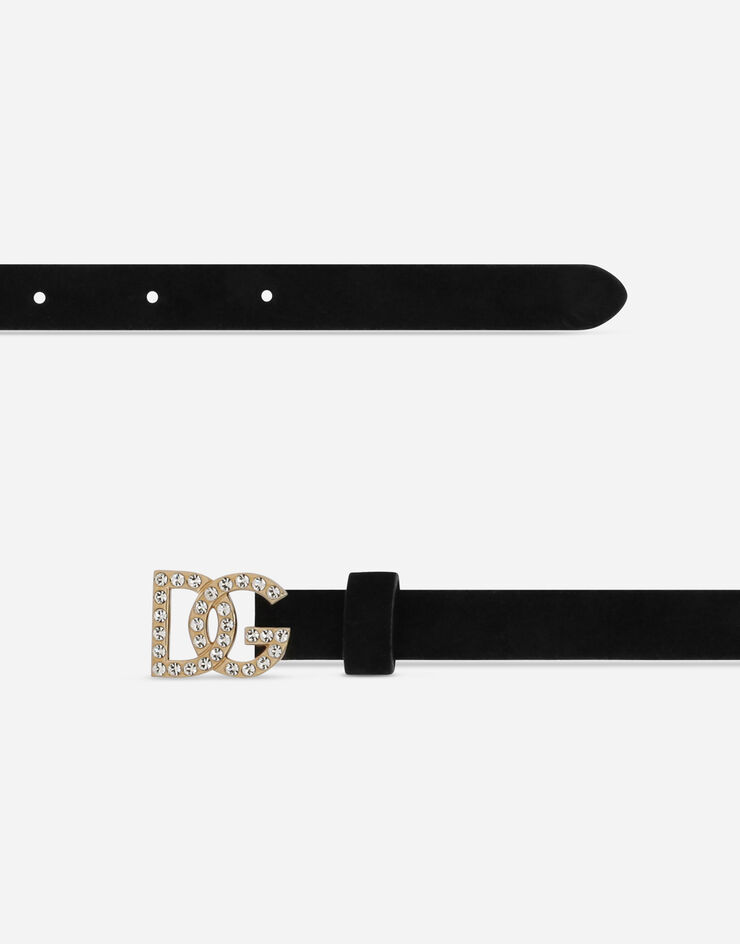 Dolce & Gabbana Calfskin suede belt Black EE0069A1093