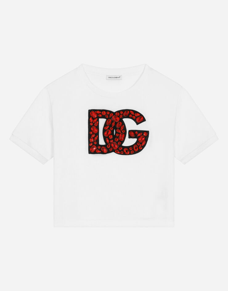 Dolce&Gabbana DG 로고 반소매 저지 티셔츠 화이트 L5JTLKG7K5O
