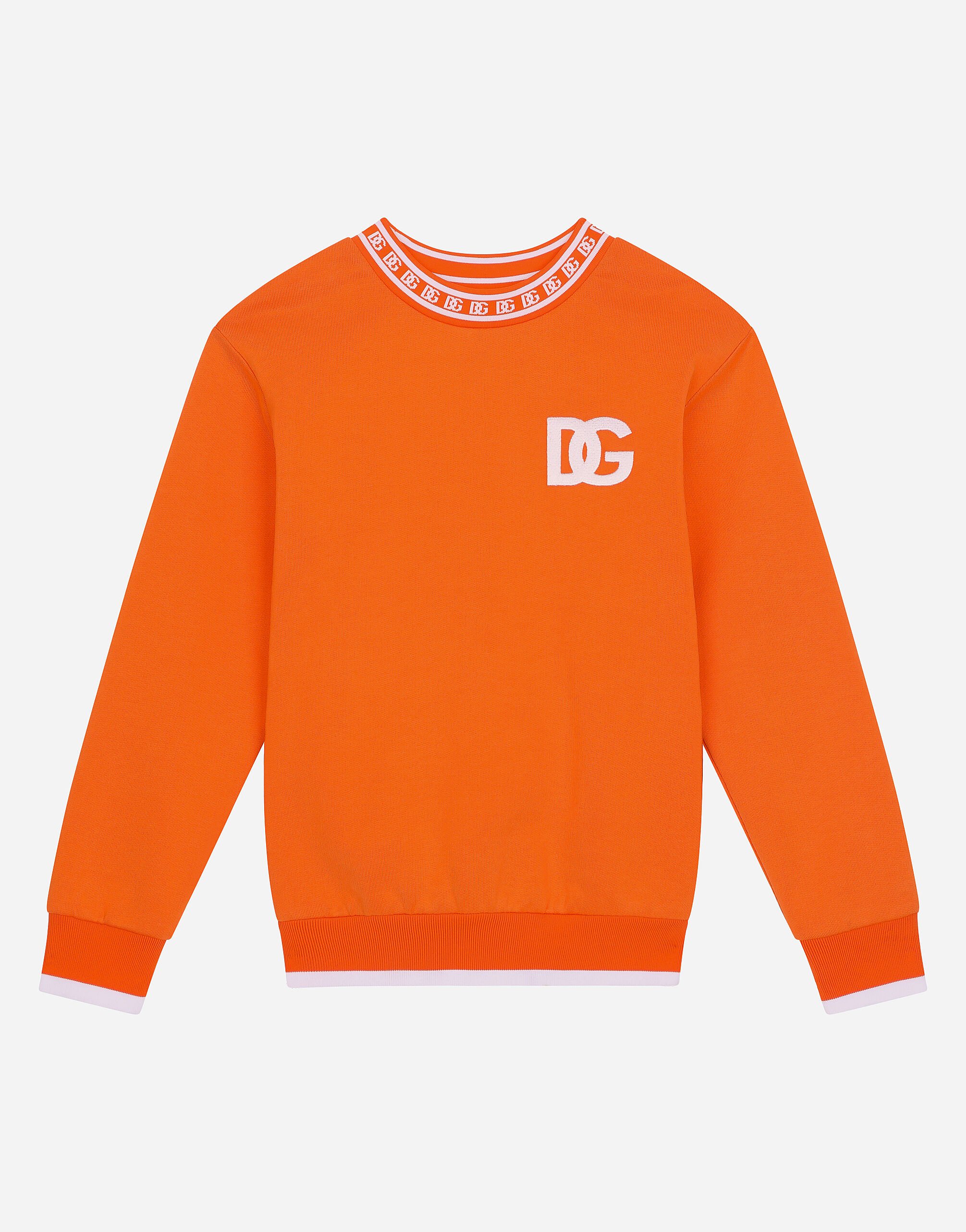 Dolce & Gabbana Jersey round-neck sweatshirt with DG logo Print L4JTHVII7ED