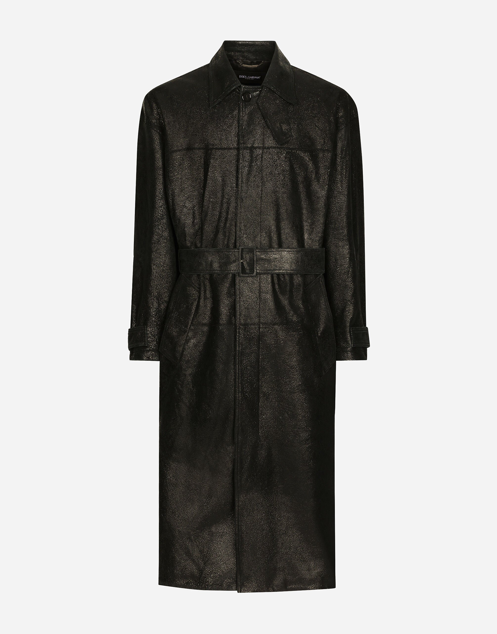 ${brand} Leather trench coat with belt ${colorDescription} ${masterID}