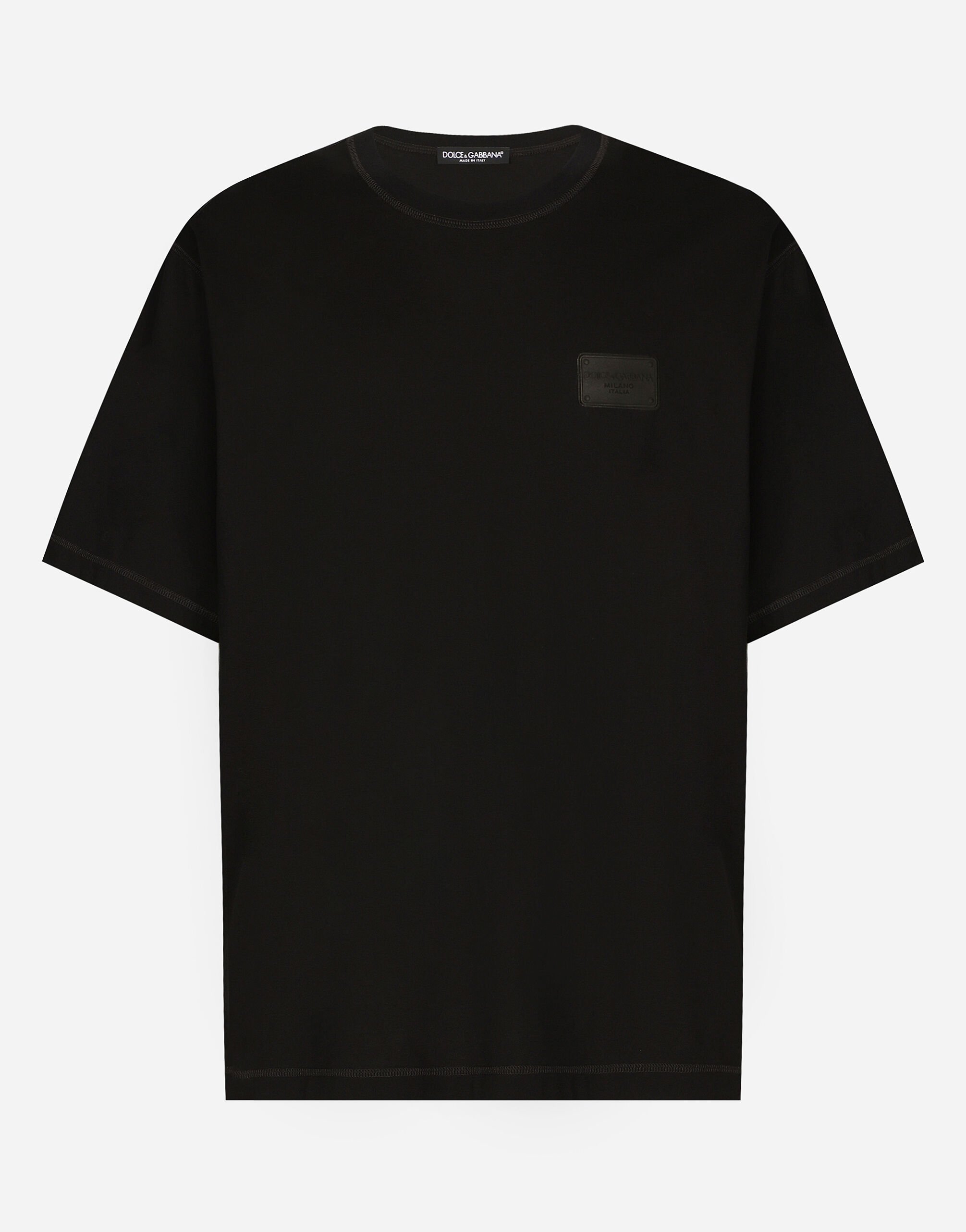 ${brand} Baumwoll-T-Shirt mit Logoplakette ${colorDescription} ${masterID}