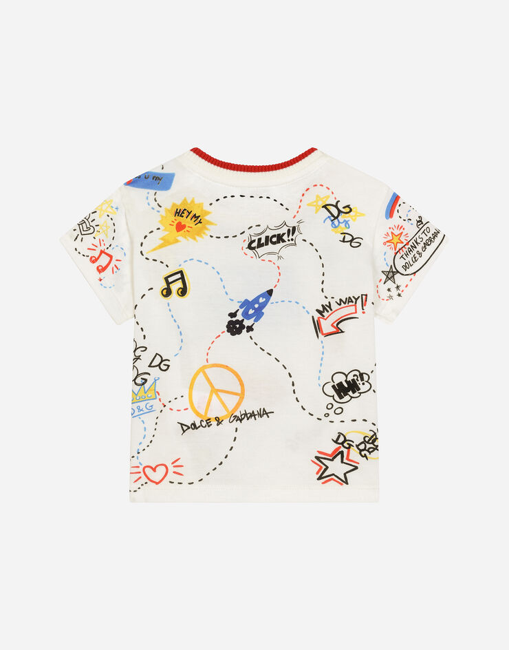 Dolce & Gabbana Jersey T-shirt with DG design print Multicolor L1JTEYII7FC