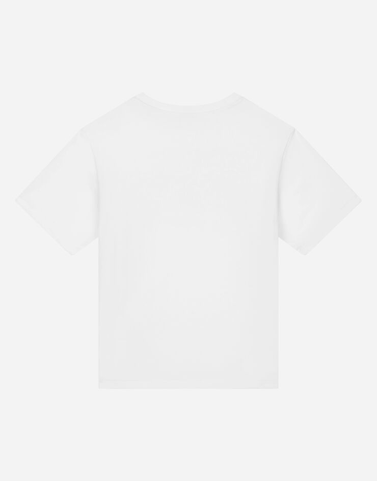 DolceGabbanaSpa T-Shirt aus Jersey mit Logoprägung Weiss L4JTBLG7H6K