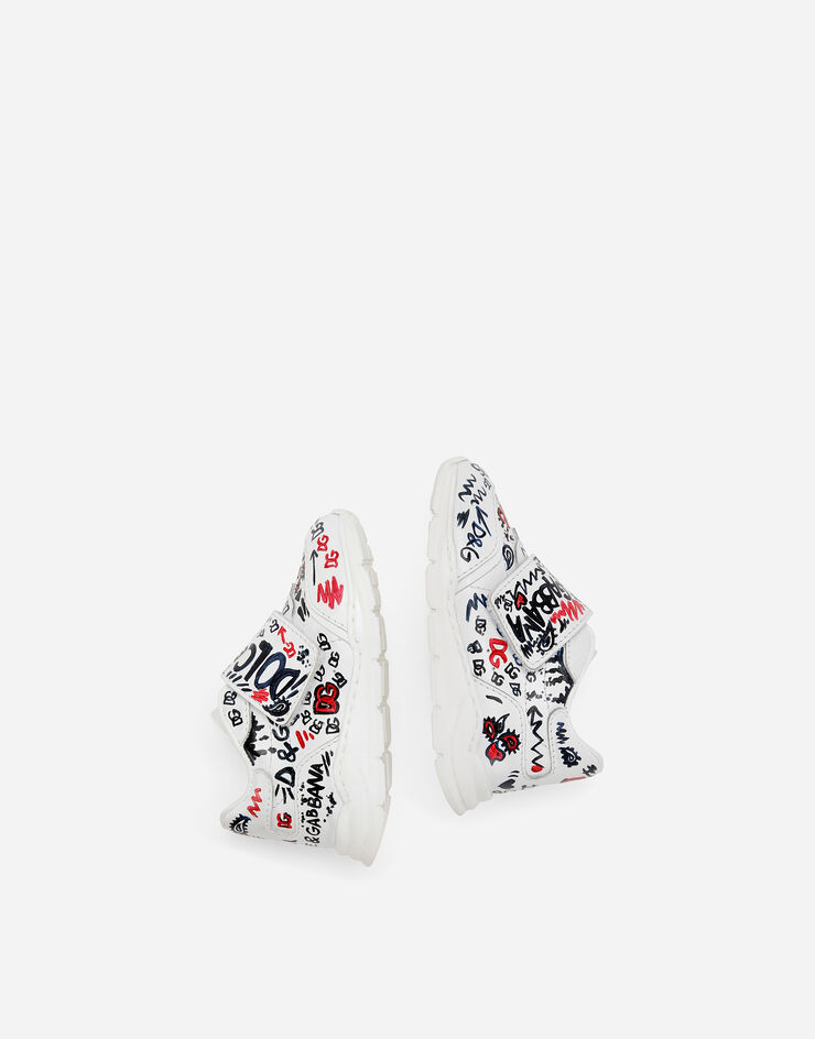 Dolce & Gabbana Calfskin low-top sneakers with graffiti print Multicolor DN0145AI668