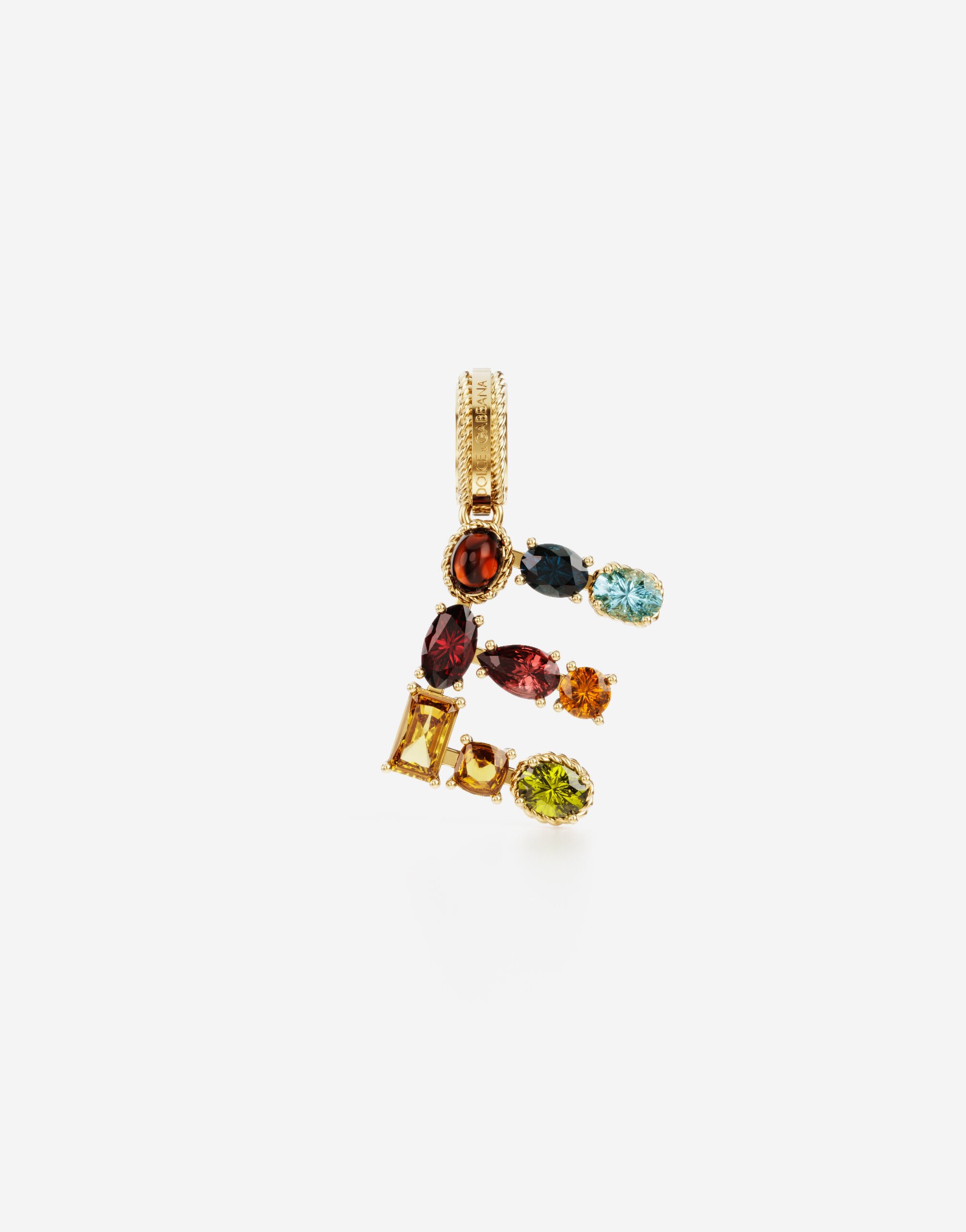 Dolce & Gabbana Breloque E Rainbow alphabet en or jaune 18 ct avec pierres multicolores Or Jaune WELD2GWDPY1