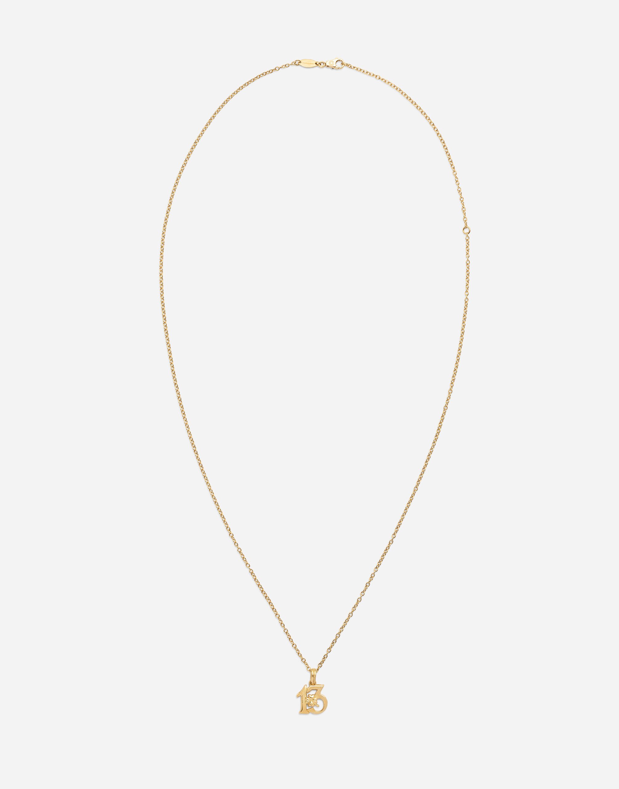 ${brand} Good luck number 13 pendant on yellow gold chain ${colorDescription} ${masterID}