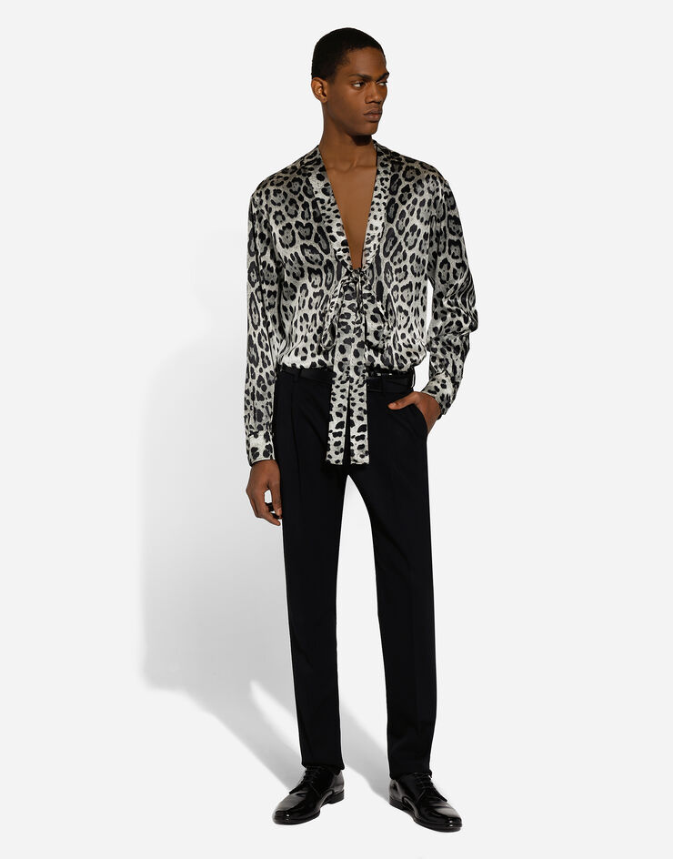 Dolce & Gabbana Leopard-print silk shirt with pussy-bow Print G5MI0TIS1WT