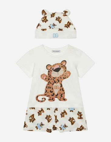 Dolce & Gabbana 2-piece gift set in baby leopard-print jersey Multicolor DK0065AC513