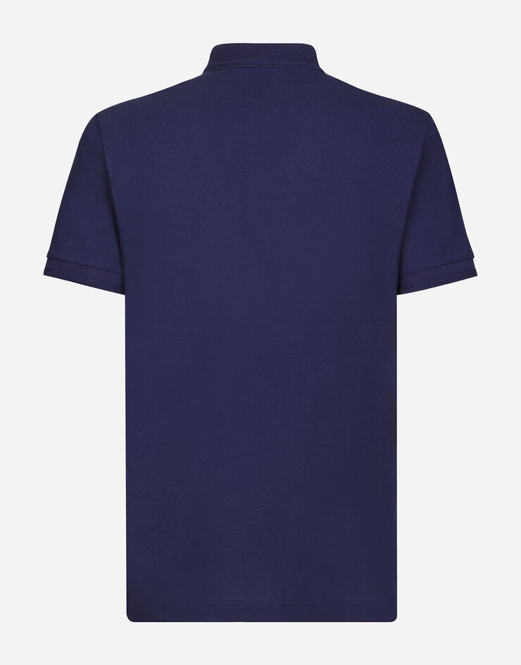 Dolce & Gabbana Cotton piqué polo-shirt with embroidery Blu G8LZ1ZG7WUR