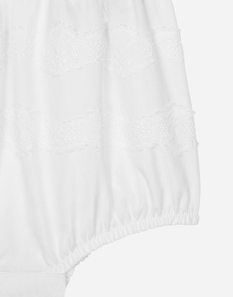 Dolce & Gabbana PLAYSUIT IN COTTON WITH LACE DETAILING WHITE L21O62G7RZJ