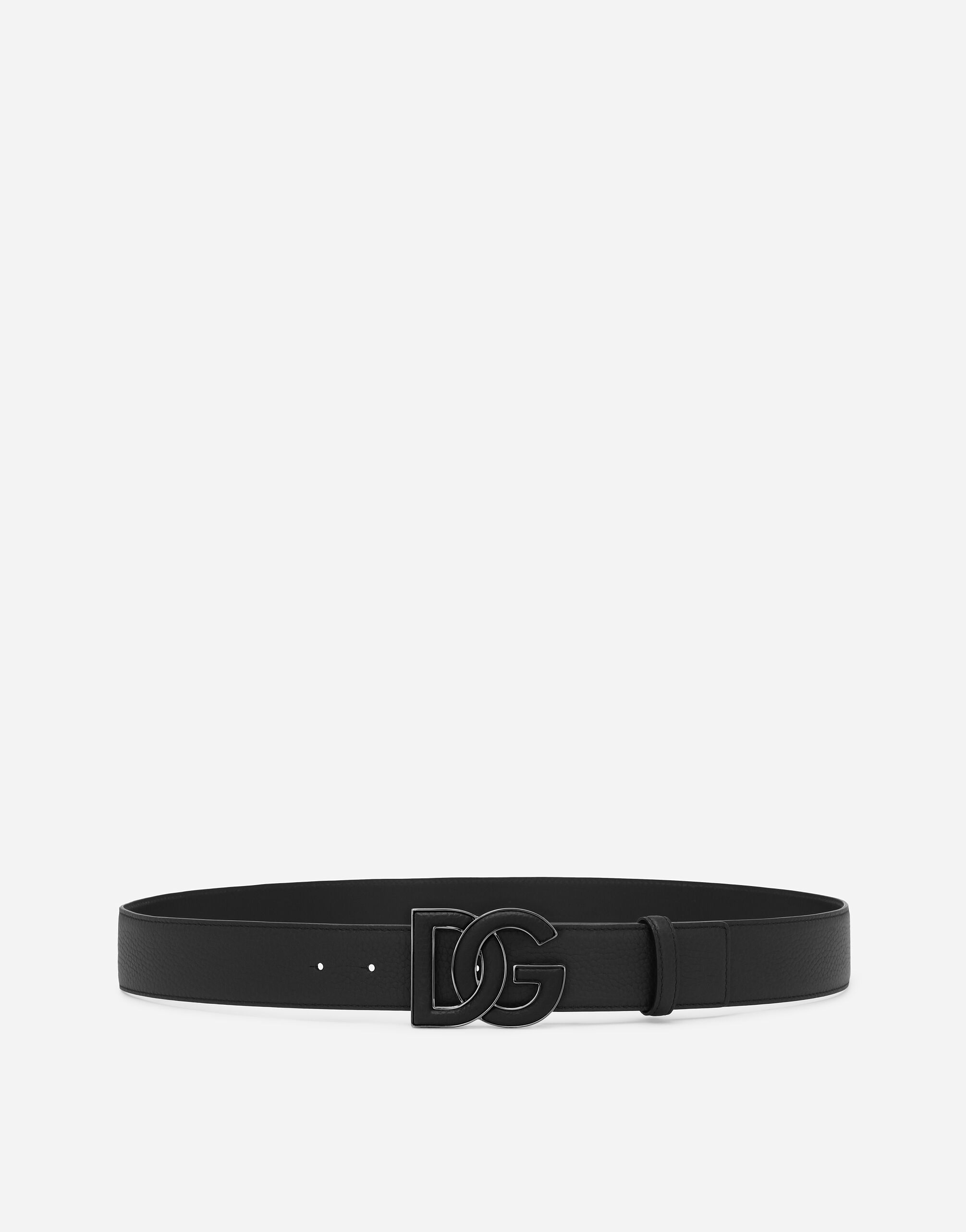Dolce & Gabbana Deerskin-print calfskin belt with logo print Black BC4870AI935