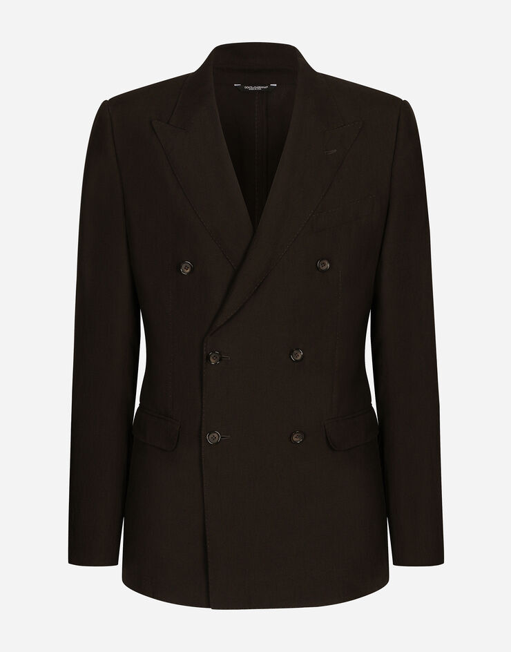 Dolce&Gabbana Двубортный льняной пиджак Taormina коричневый G2NW1TFU4C2