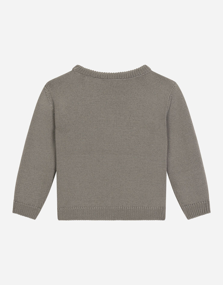 Dolce & Gabbana Pullover in maglia con placca logata Grigio L1KWC5JCVU9