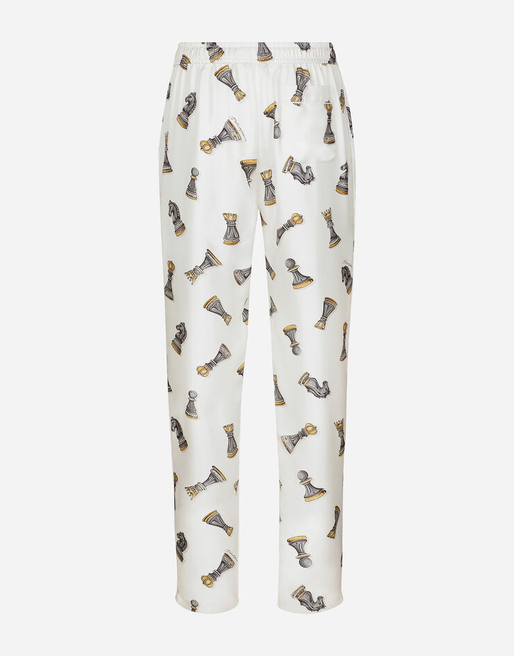 Dolce & Gabbana Silk twill jogging pants with chess-piece print Print GVCRATIS1VA