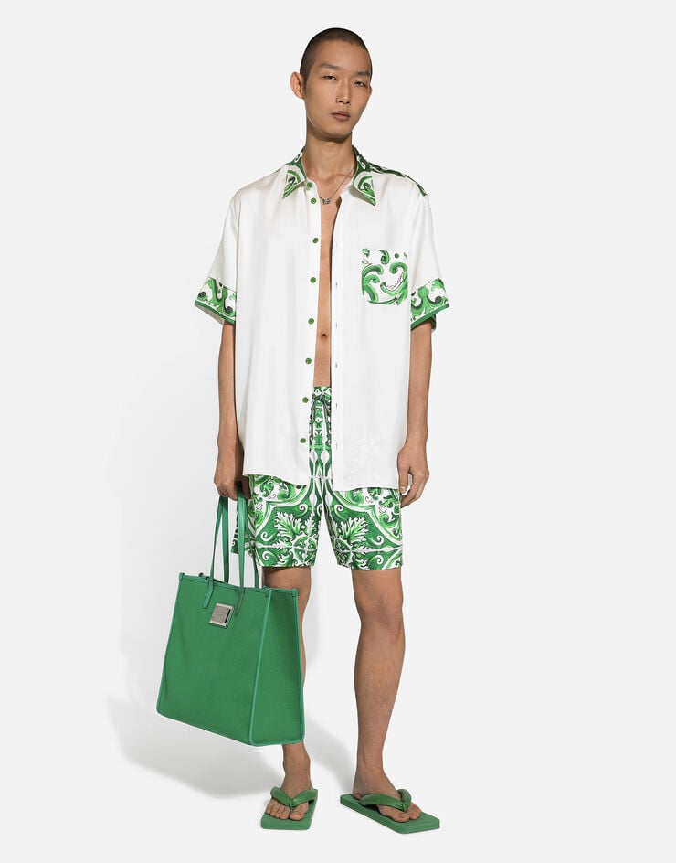 Dolce & Gabbana Camisa Hawaii de seda con estampado Maiolica Imprima G5LY2TGI116