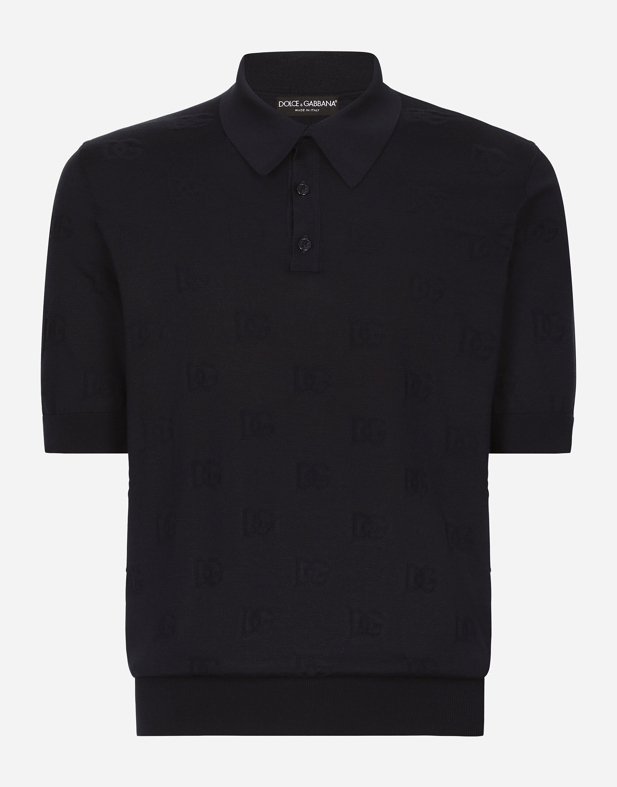 ${brand} Silk polo-shirt with all-over DG logo embroidery ${colorDescription} ${masterID}