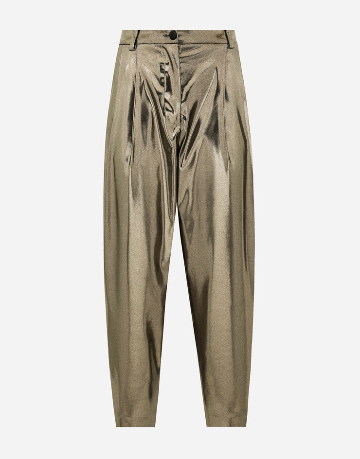 Dolce & Gabbana Pantaloni in raso laminato stretch Oro FTC8YTFURMT