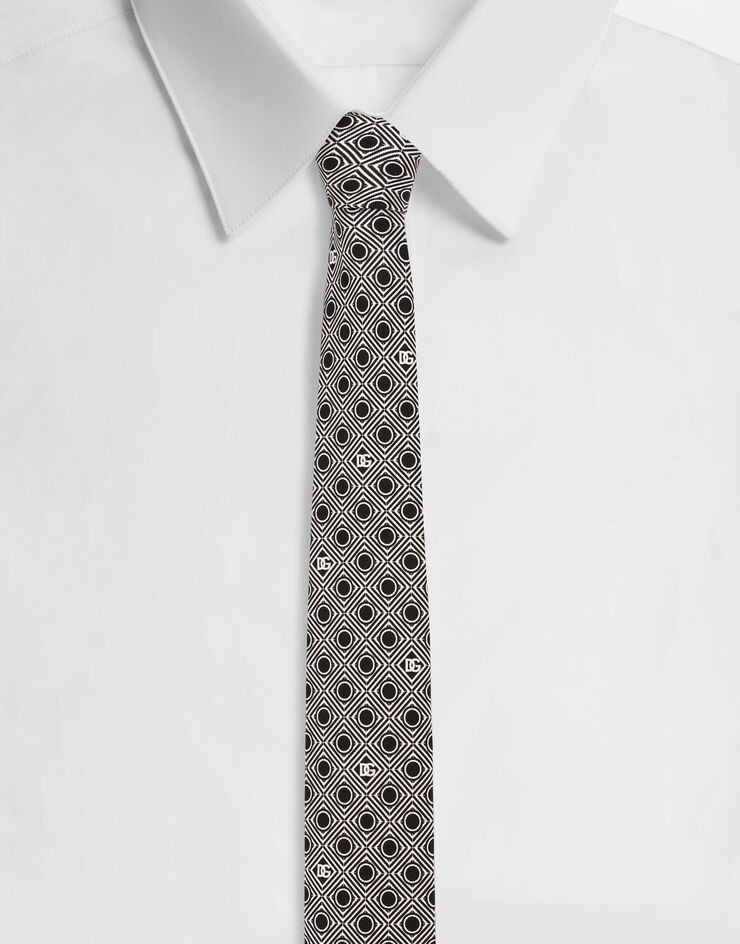 Dolce & Gabbana Silk jacquard tie with micro-designs and DG logo Print GT149EG0WSO