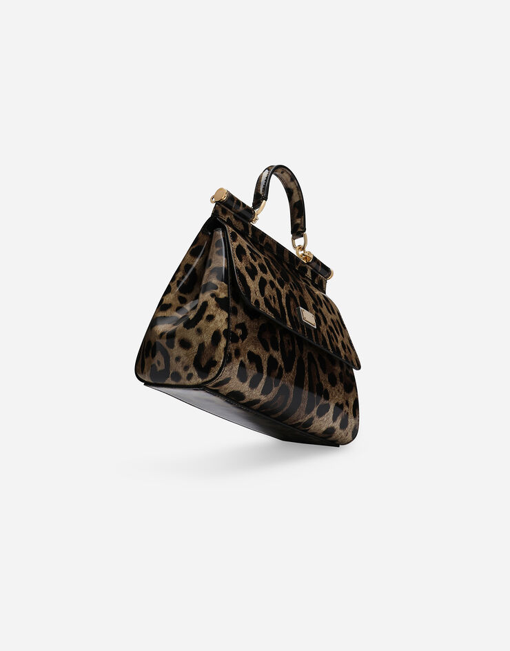 Dolce & Gabbana Medium Sicily Bag In Leopard Textured Leather in