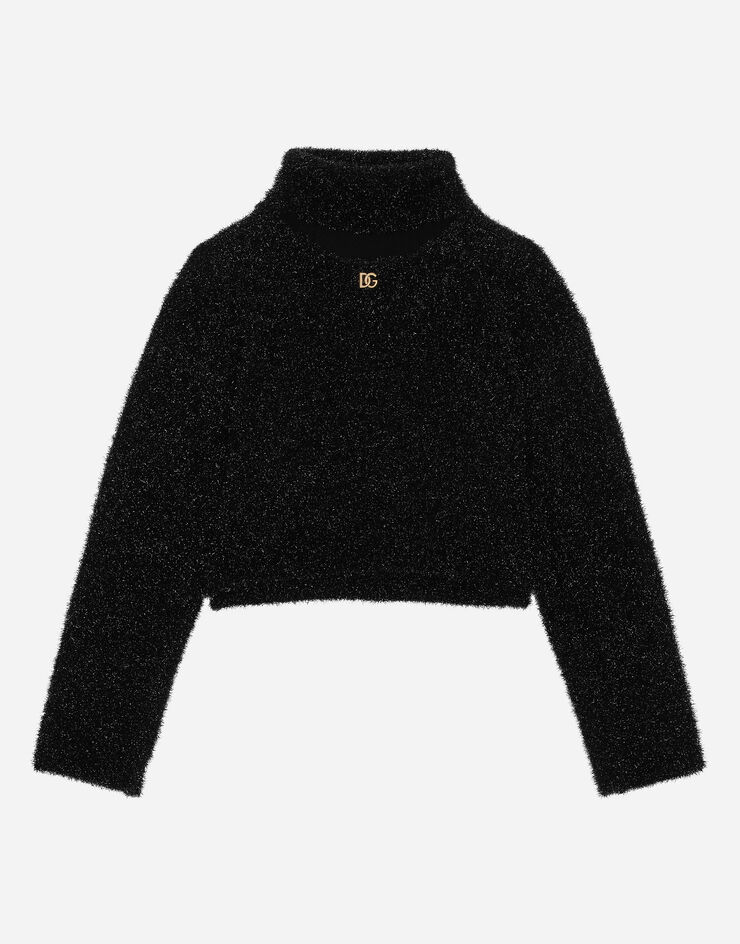 Dolce & Gabbana Pull en fil de polyester avec logo DG Noir L5KWM3JAIQ5