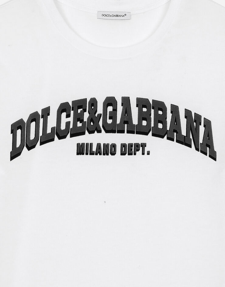 Dolce & Gabbana Jersey T-shirt with Dolce&Gabbana logo Blanco L4JTEYG7M1E