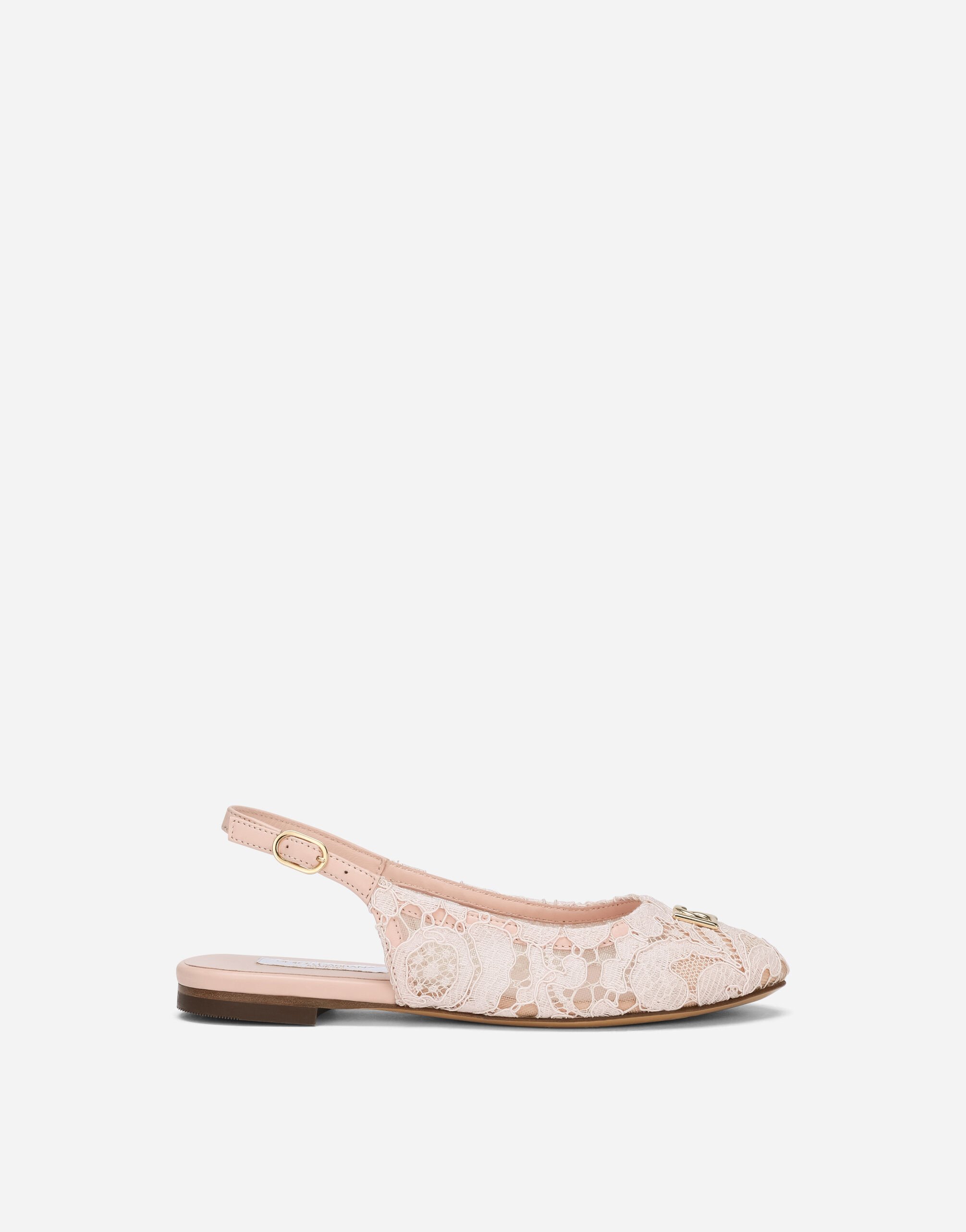 Dolce & Gabbana Cordonetto lace slingbacks with DG logo Pink D11294A4831