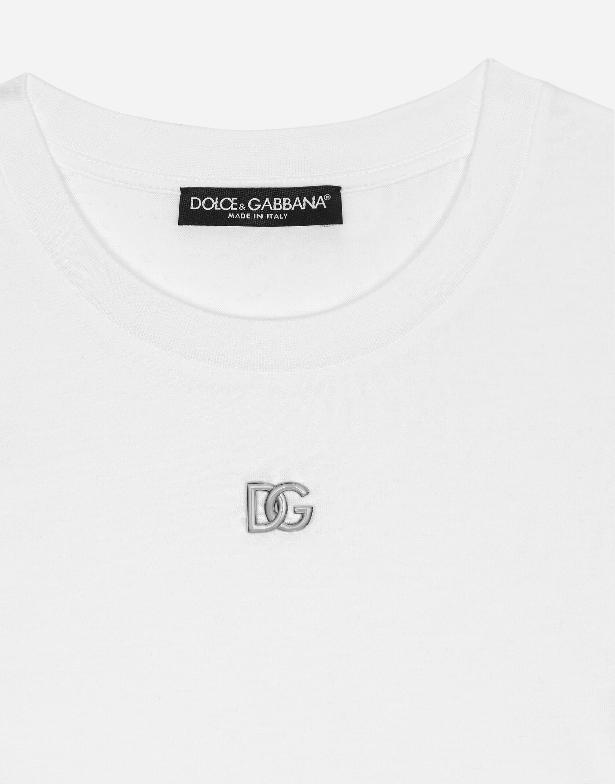 Cropped jersey T-shirt with DG logo in White for | Dolce&Gabbana® US