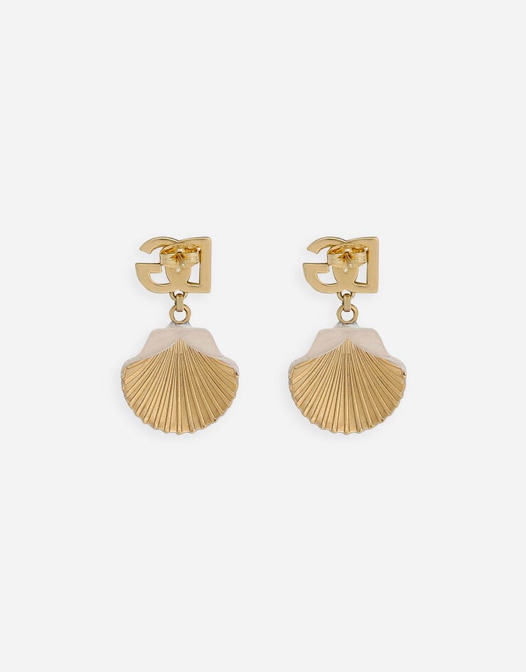 Dolce & Gabbana Earrings with DG logo and shell Gold WEQ6A1W1111