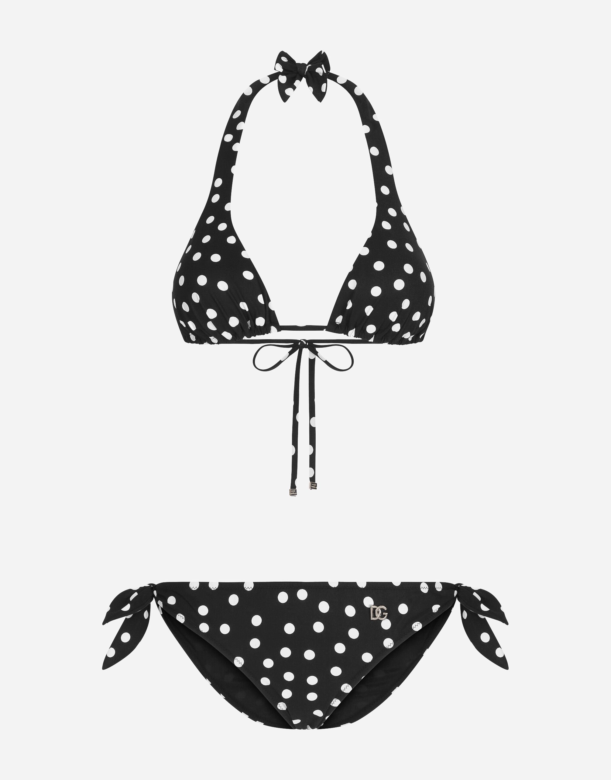 Dolce & Gabbana Bikini de triángulo con estampado de puntos Imprima O9A46JONO19