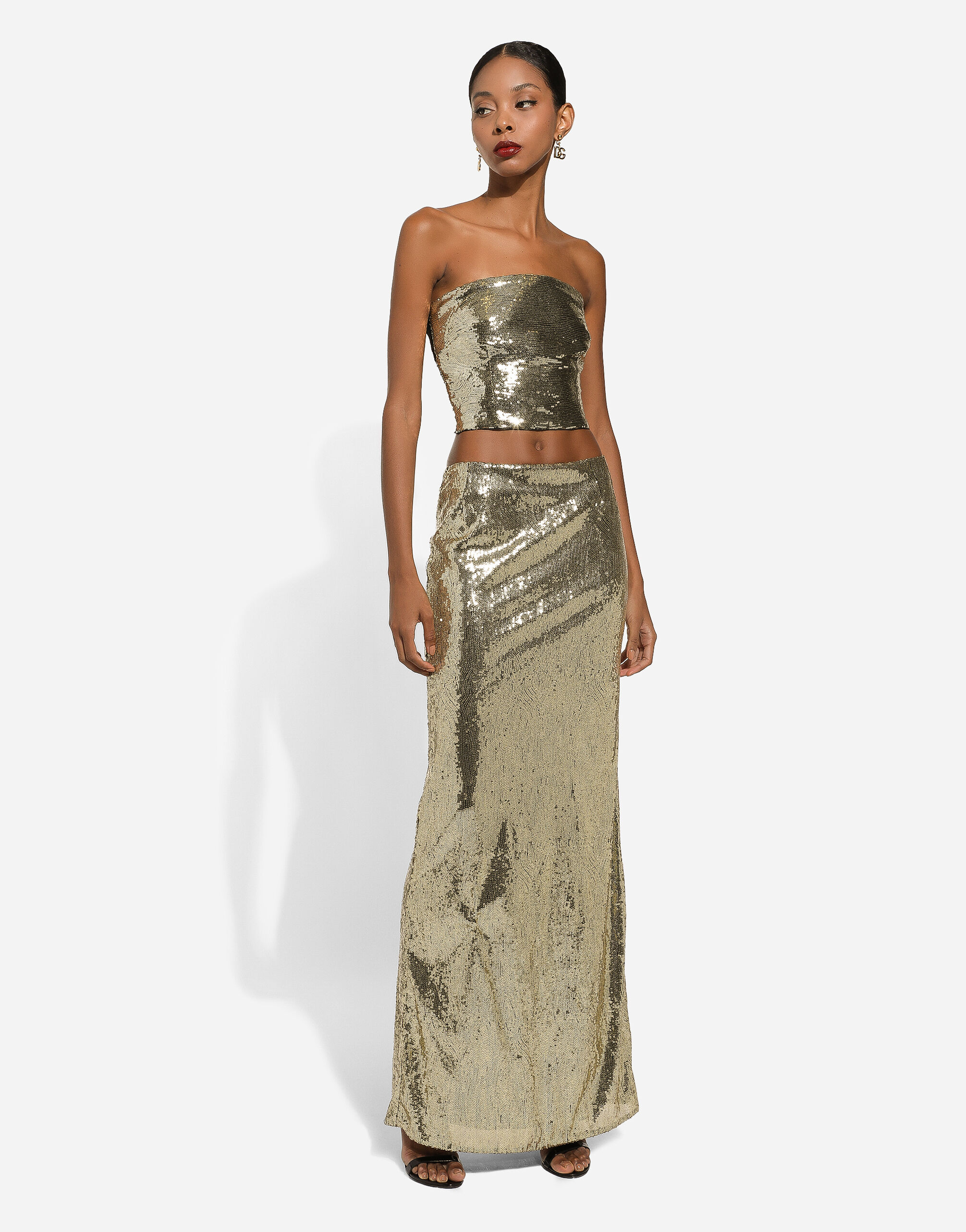 Long sequined mermaid skirt in Gold for | Dolce&Gabbana® US