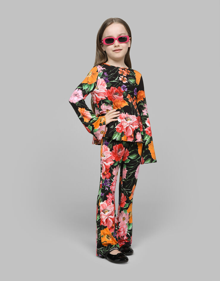 Dolce & Gabbana 黑底花卉印花平纹针织 T 恤 版画 L5JTOCFSG89