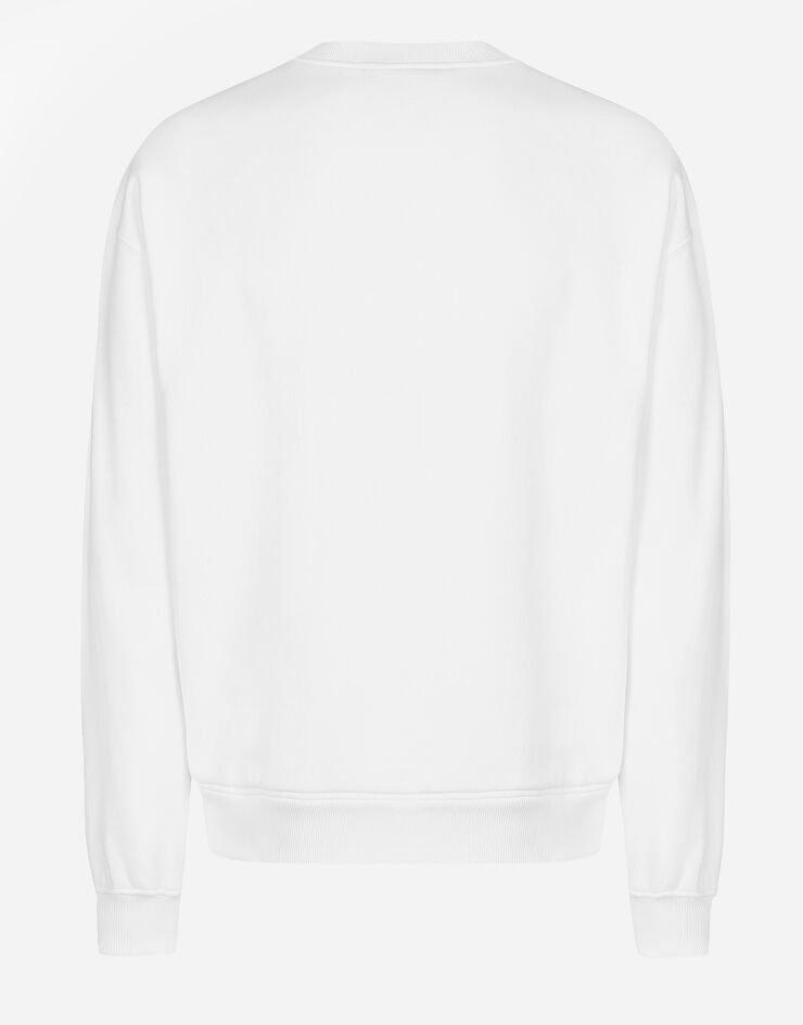 Dolce & Gabbana Sweat-shirt en jersey avec plaquette logo DG Blanc G9AHSTG7NTZ