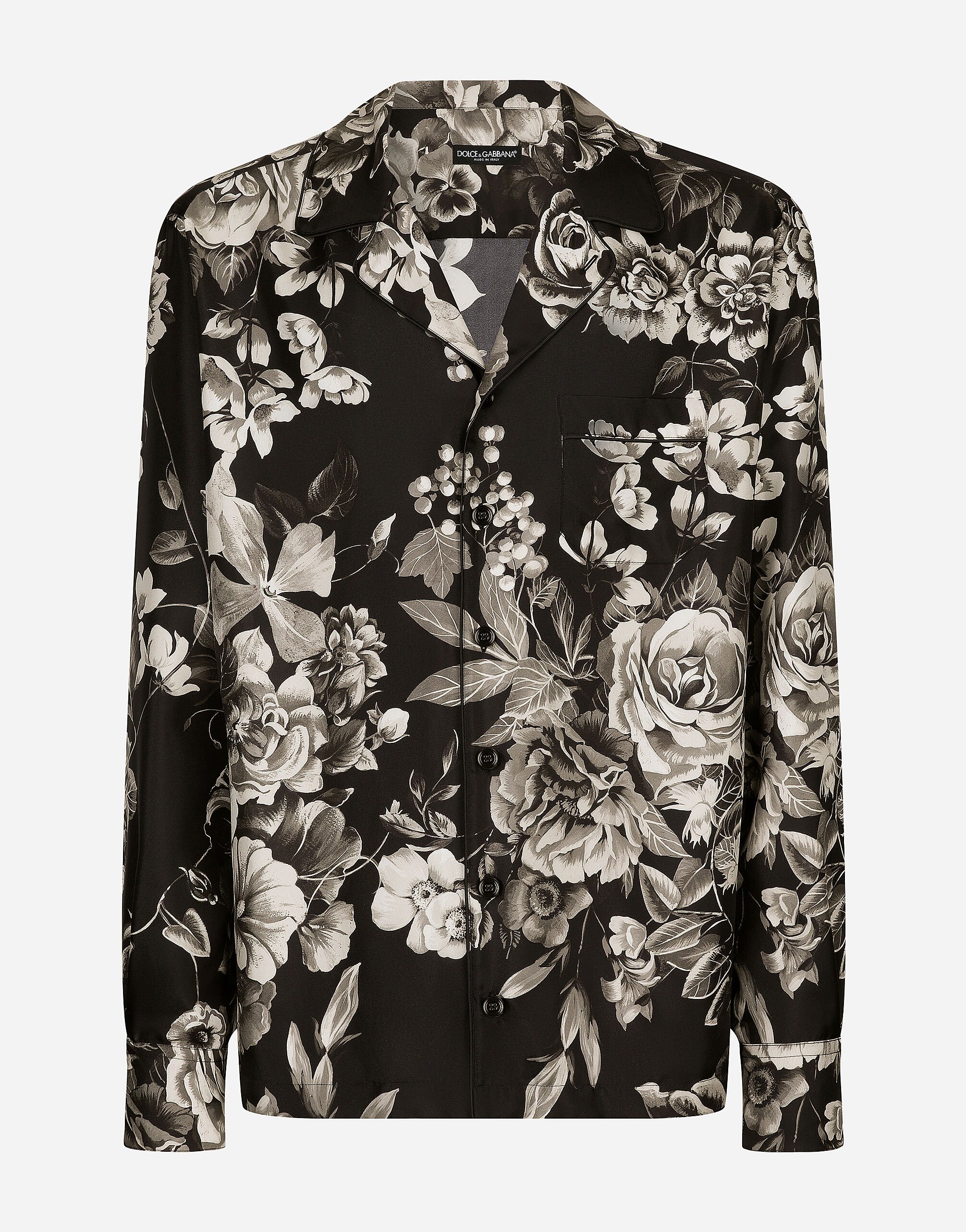 ${brand} Silk twill shirt with floral print ${colorDescription} ${masterID}