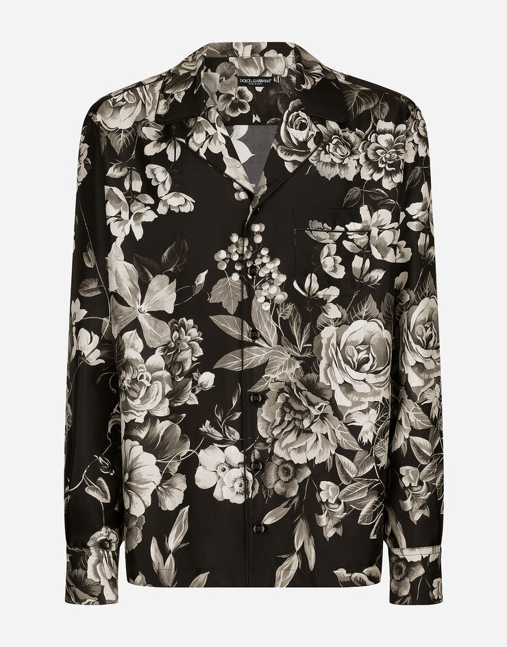 Dolce & Gabbana قميص من تويل حريري بطبعة زهور مطبعة G5IF1TIS1VS